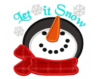 Snowman Face Christmas Embroidery Design - Let it Snow Applique Pattern