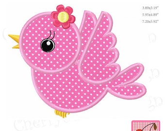Spring little Bird Machine Embroidery Applique Design SPR26 - for 4x4 5x7 and 6x10 hoop