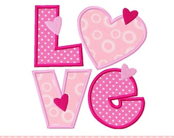 Valentine's Day LOVE Machine Embroidery Applique