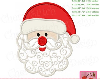 May include: A Santa Claus face design with a red hat and nose, white beard, and a cream-colored face. The design includes the text "CherryStitch" and "Original Design by Cherrystitchdesign".