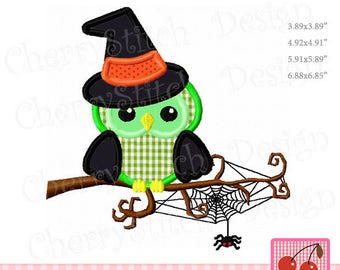 Maskinbroderiapplikation för Halloween-uggla och häxa HL0086 - för 4x4, 5x7 och 6x10 ringar