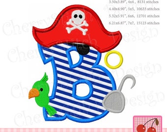 Pirate Lettre B Monogramme B Upper Case Letter B Machine Embroidery Applique