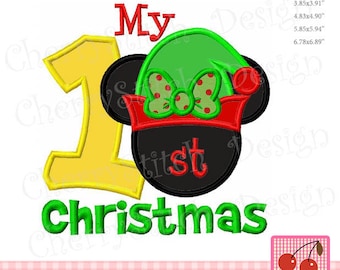 Christmas Embroidery Design,My 1st Christmas Elf Minnie Machine Embroidery Applique Design CH0155 - for 4x4,5x7 and 6x10 hoop