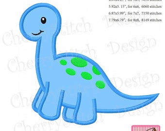 Könnte beinhalten: Ein blauer Cartoon-Dinosaurier mit grünen Flecken. Der Dinosaurier steht auf einem weißen Hintergrund. Das Bild enthält den Text "CherryStitch Design" und "Original Design by Cherrystitchdesign".