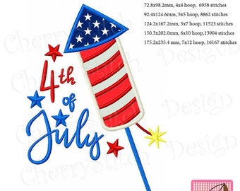4th of July firecracker machine embroidery applique design JULY0054