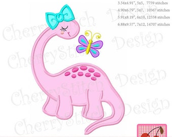 Dinosaur Embroidery Baby Dinosaur Girl Animal Machine Embroidery Applique Design AN0324