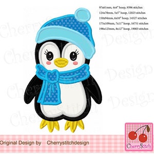 Cute Winter Penguin Applique Embroidery Design (Digital Download)