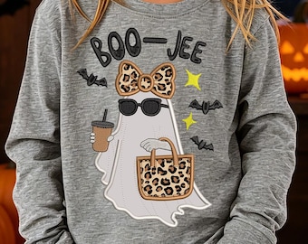 Boo-Jee Ghost Applique Design, Sassy Halloween Machine Embroidery File