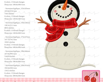 Let it Snow Snowman Machine Embroidery Applique Design