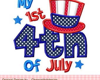 Embroidery design My 1st 4th of July Patriotic Machine Embroidery Applique