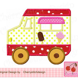 Ice Cream Truck Machine Embroidery Applique Design - 4x4 5x5 6x6&quot;