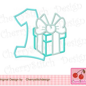 Birthday Gift Box Number 1 Machine Embroidery Applique - Etsy