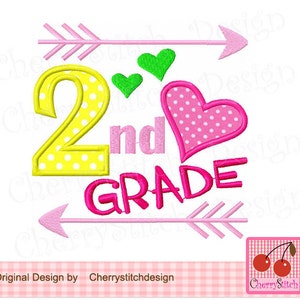 2nd Grade Second Gade School Machine Embroidery Applique