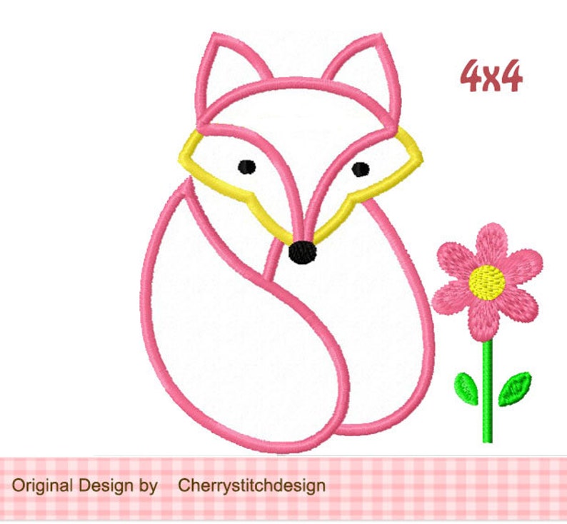 Fox Applique Animal Machine Embroidery Design image 2