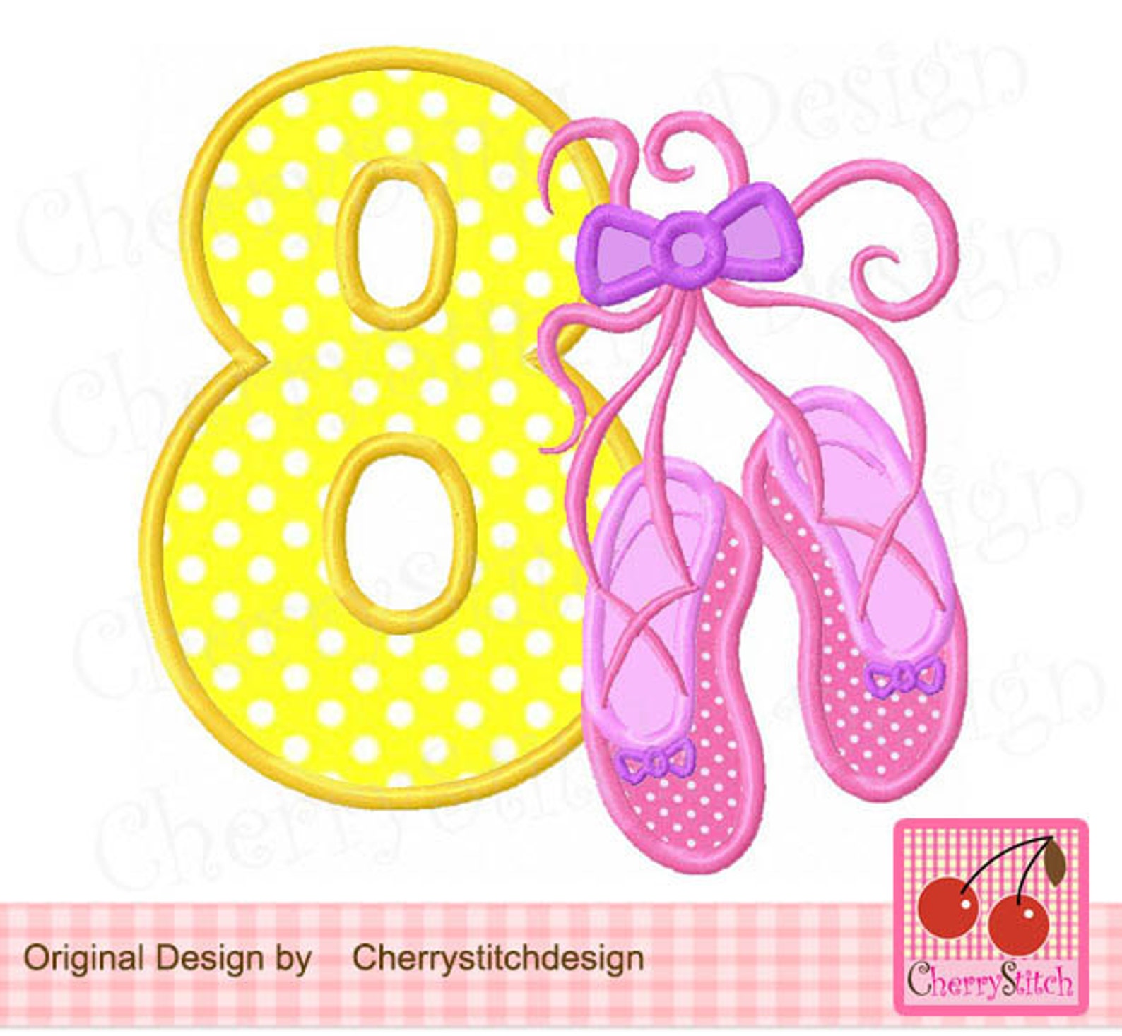 ballet shoes number 8,ballet shoes embroidery design,my 8th birthday digital applique-4x4,5x5,6x6 inch -machine embroidery appli