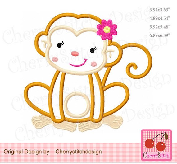 Mono bebé niña animal máquina bordado Applique - Etsy México