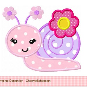 Embroidery Snail wih flowers Machine Embroidery Applique
