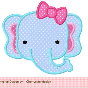 Elefant Tier Maschinenstickerei Applikation für Mädchen 02