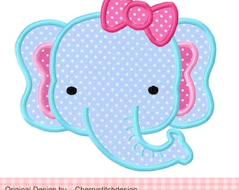 Elephant Animal Machine Embroidery Applique for girls 02