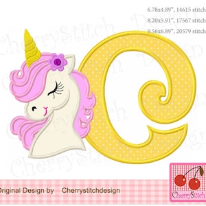Unicorn Monogram C, Letter C Upper case C Machine Embroidery Applique