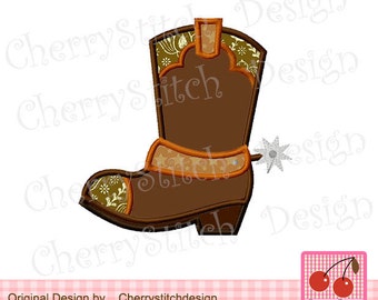 Western Cowboy Boot and Cowgirl Boot Applique Design - Machine Embroidery Pattern