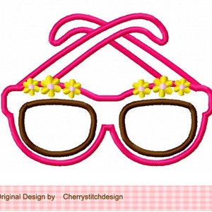 Sunglasses applique Summer Machine Embroidery Applique image 2