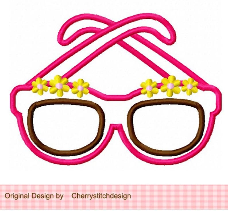 Sunglasses applique Summer Machine Embroidery Applique image 2