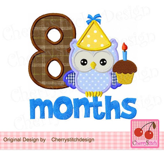 Owl Baby 8 months New baby Machine Embroidery Appliquee 4x4 | Etsy