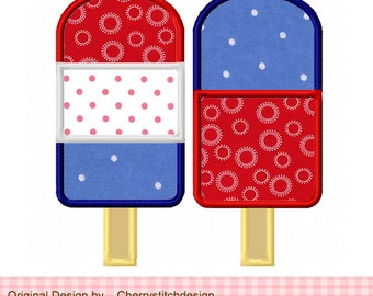 July 4th Popsicles, 4th of July Machine Embroidery Applique Design-4x4 5x5 6x6"