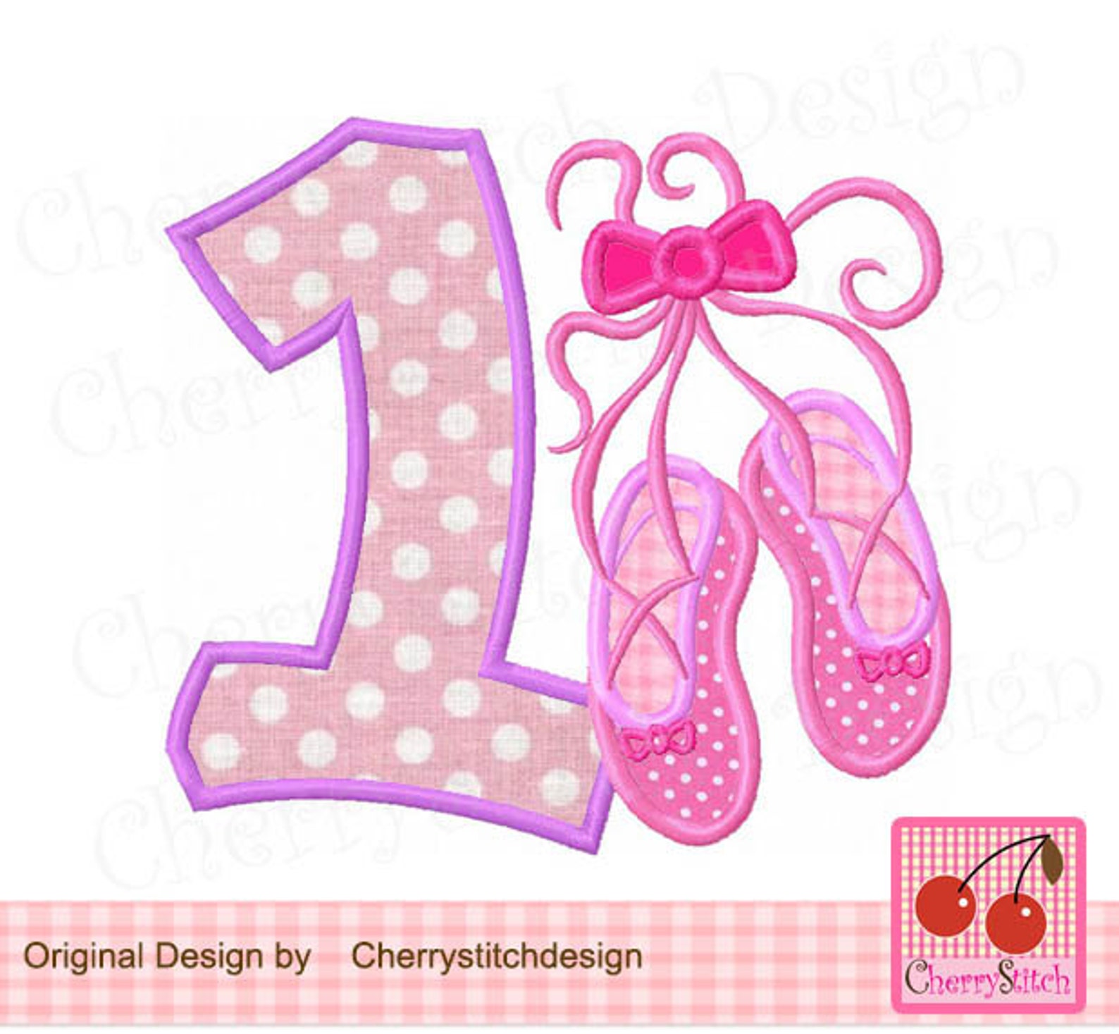 ballet shoes number 1, ballet birthday machine embroidery applique -4x4,5x5,6x6 inch -