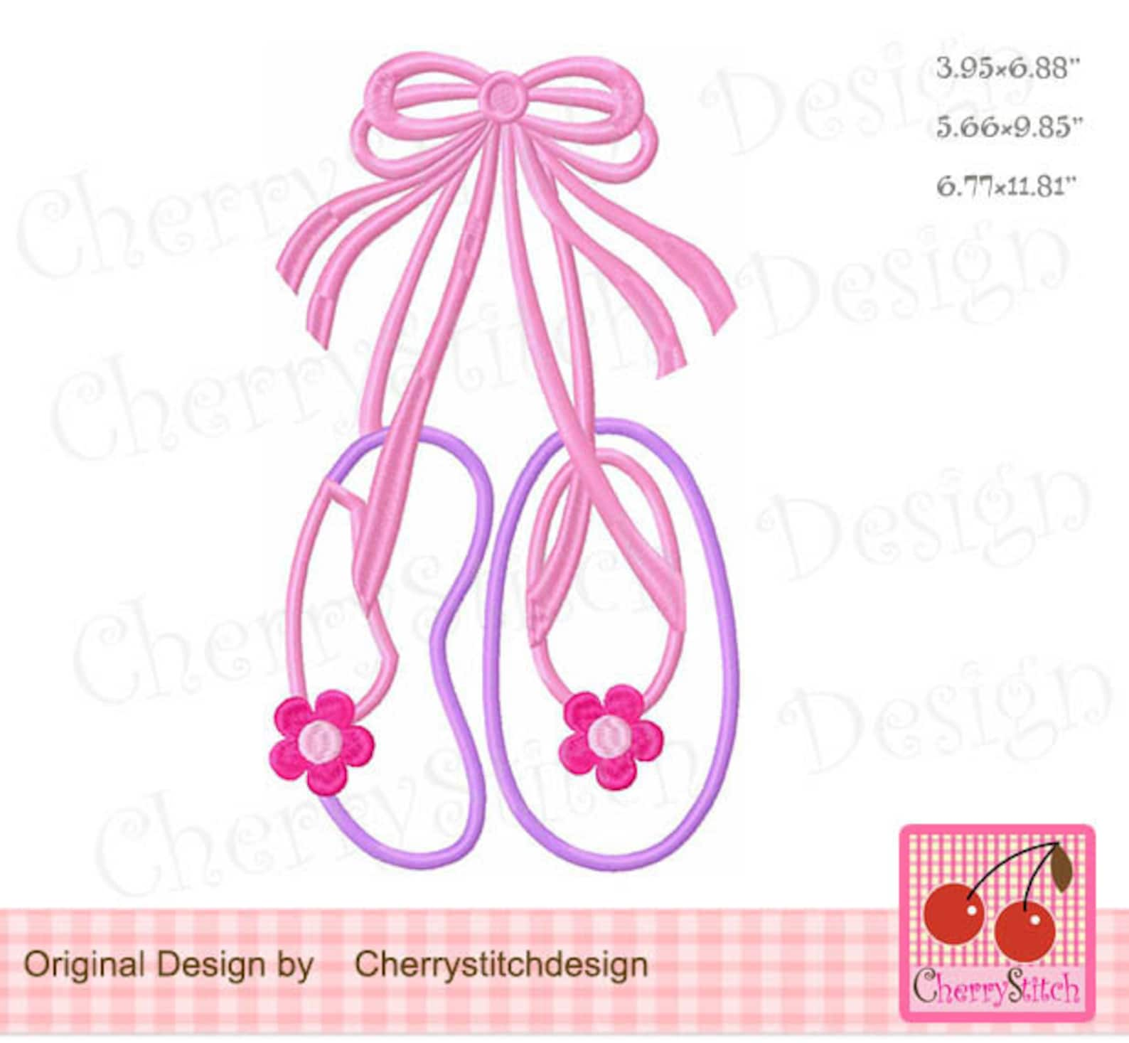 toe shoes ballet shoes machine embroidery applique design - for5x7, 6x10 and 7x12 hoop