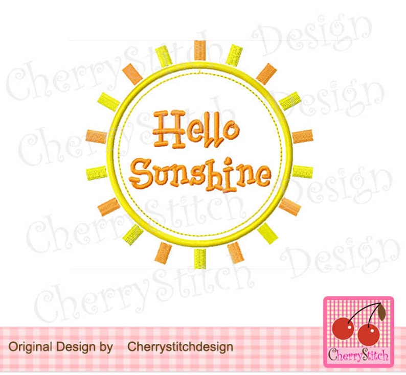 Sunshine Machine Embroidery Applique Design 4x4 5x5 Etsy
