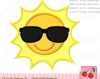 Sunshine Applique Summer Sun Machine Embroidery Applique X