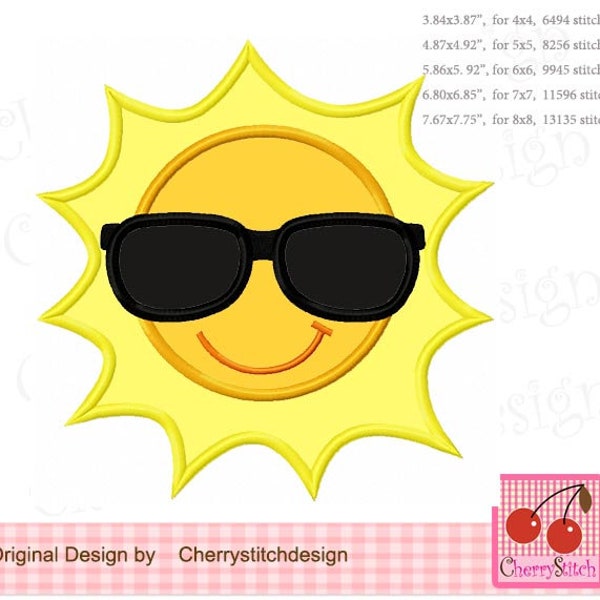 Applique Machine Embroidery Sunglasses Etsy