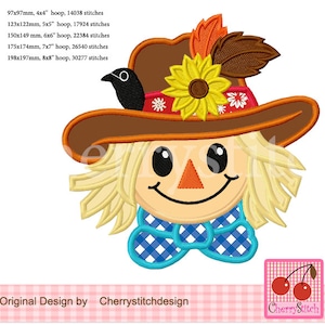 Thanksgiving scarecrow machine embroidery design, scarecrow face applique, scarecrow pattern, thanksgiving shirt embroidery