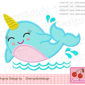 Narwhal Machine Embroidery Applique