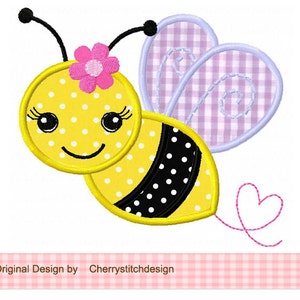 Bumble Bee Machine Embroidery Applique