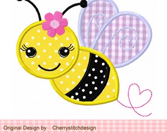 Bumble Bee Machine Embroidery Applique