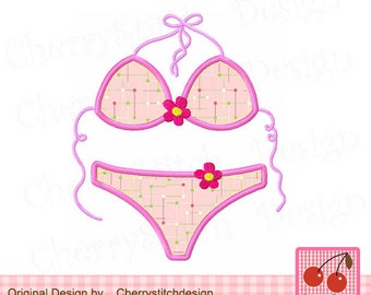 Swimsuit, Bikini,Swimwear,Summer Machine Embroidery Applique Design SUM0008 - 4x4 5x5 6x6 inch