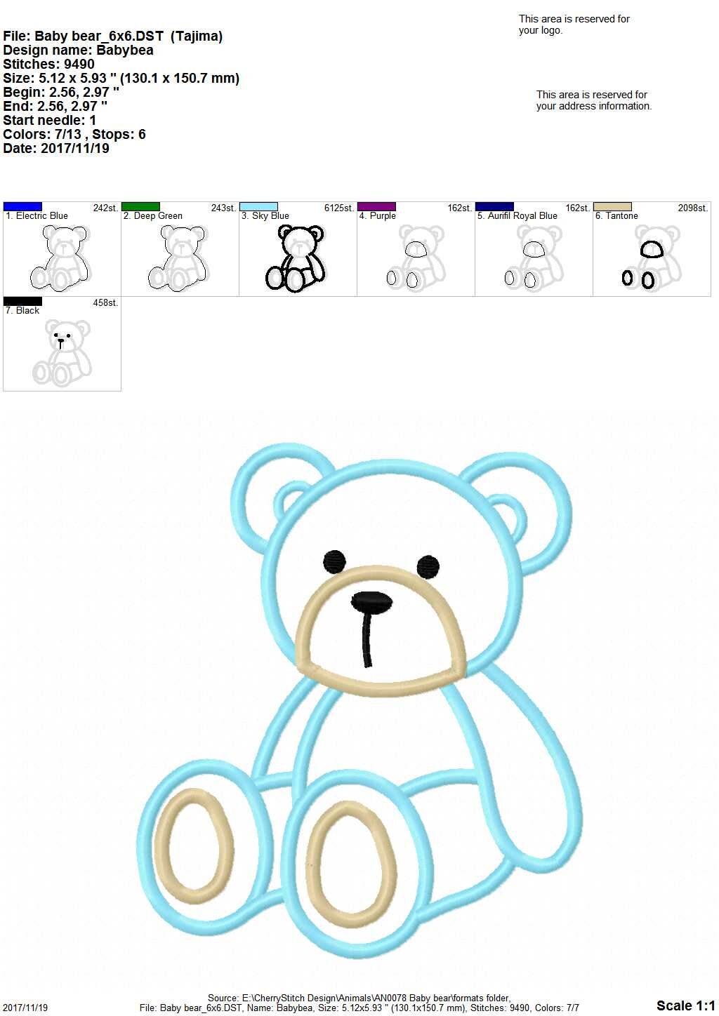 Baby Bear Machine Embroidery Applique Design - Etsy