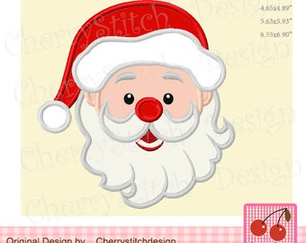 Puede incluir: Una cara de Papá Noel roja y blanca con barba blanca y nariz roja. La cara sonríe y lleva un gorro blanco con un borde rojo.