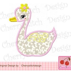 Swan Machine Embroidery Applique Design for girls