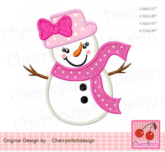 Embroidery Design Snowman Girl Machine Embroidery Applique Design 4x4 5x5 6x6 7x7