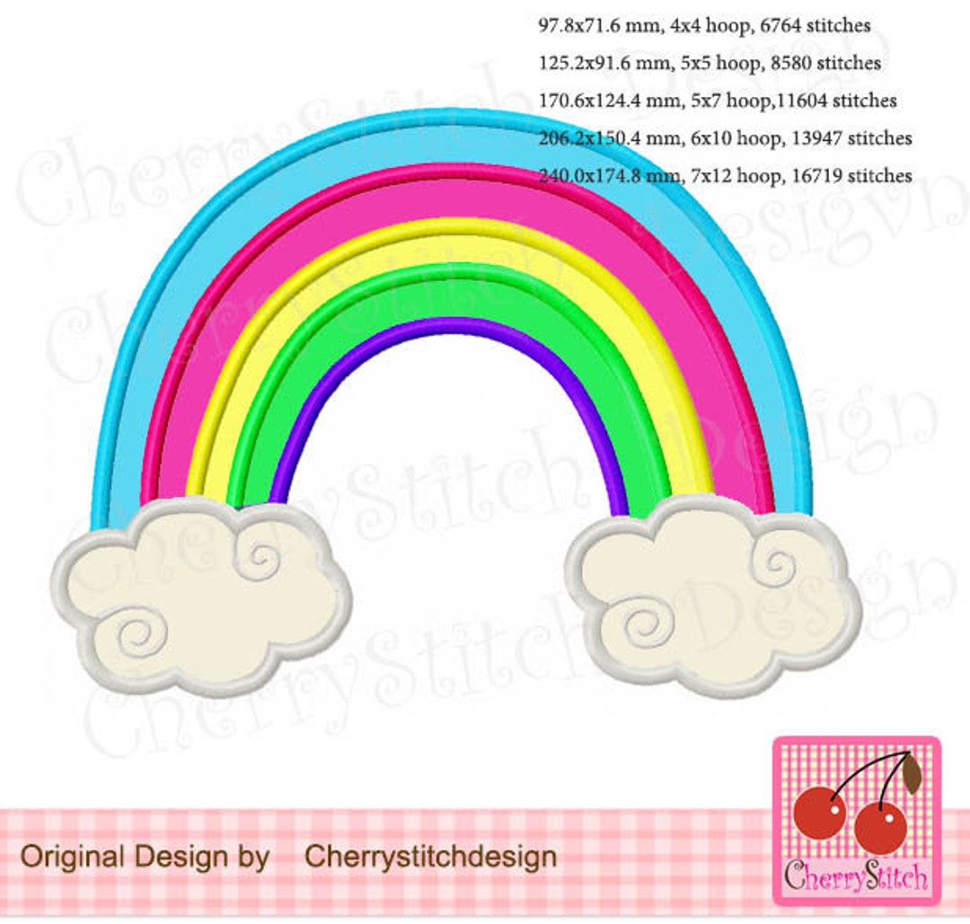 Rainbow Embroidery Applique Design Etsy