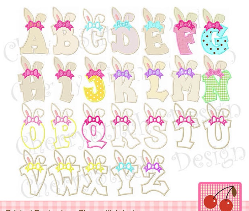 Download Bunny ears Alphabet Easter Monogram Machine Embroidery | Etsy