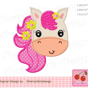 Pony girl horse face Farm animal machine embroidery applique Design