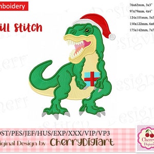 Christmas T-Rex fill stitch Christmas machine embroidery CH0285