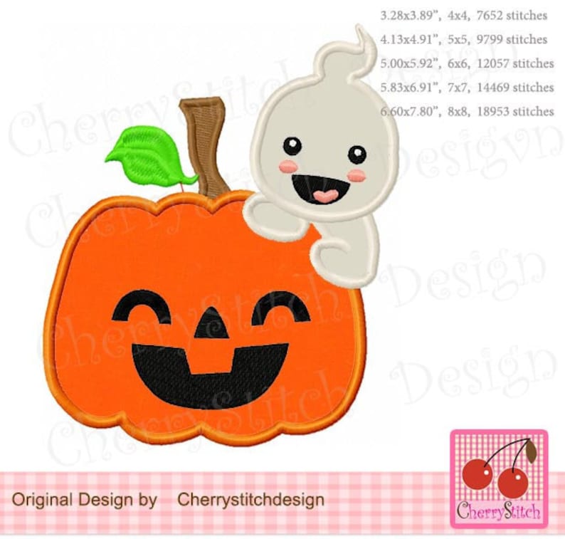 Halloween Ghost Pumpkin Smiling face Pumpkin Machine Embroidery Applique Design HL0155