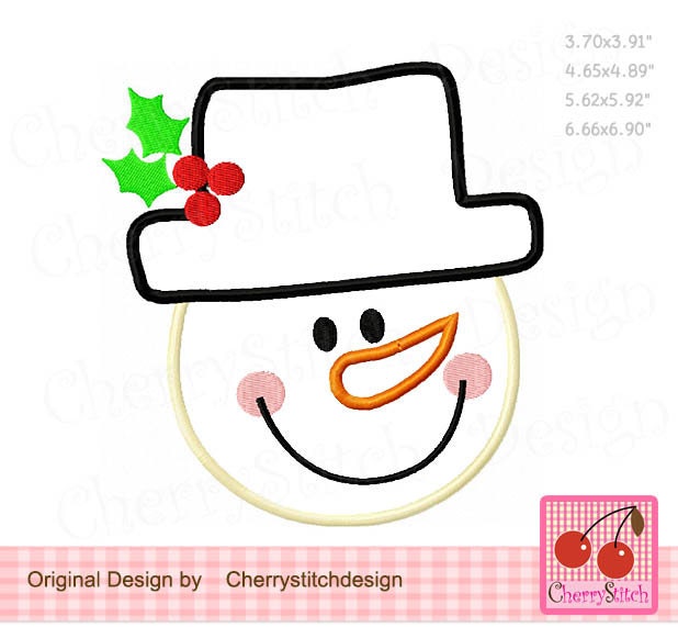 Snow Man - mama012345674 Snowman Face Christmas Snowman Machine Embroidery Applique