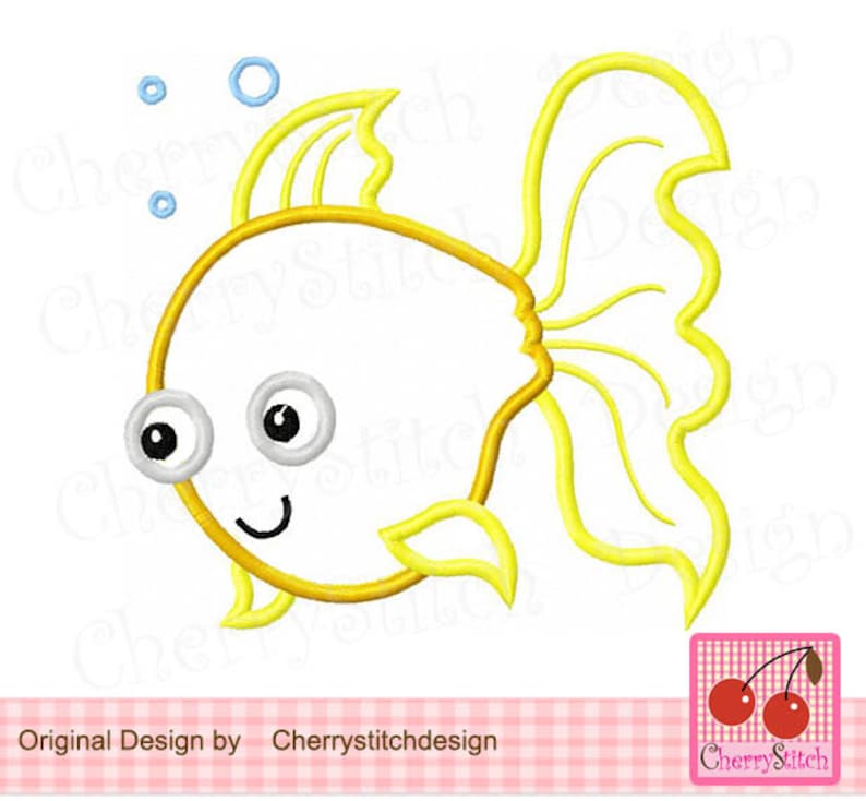 Goldfish Fish Machine Embroidery Applique Design - Etsy